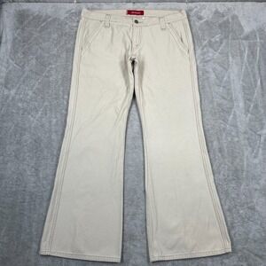 Levis Low Slouch Flare Jeans Womens 13M Cream‎ Bootcut Y2K Pants Flap Pockets